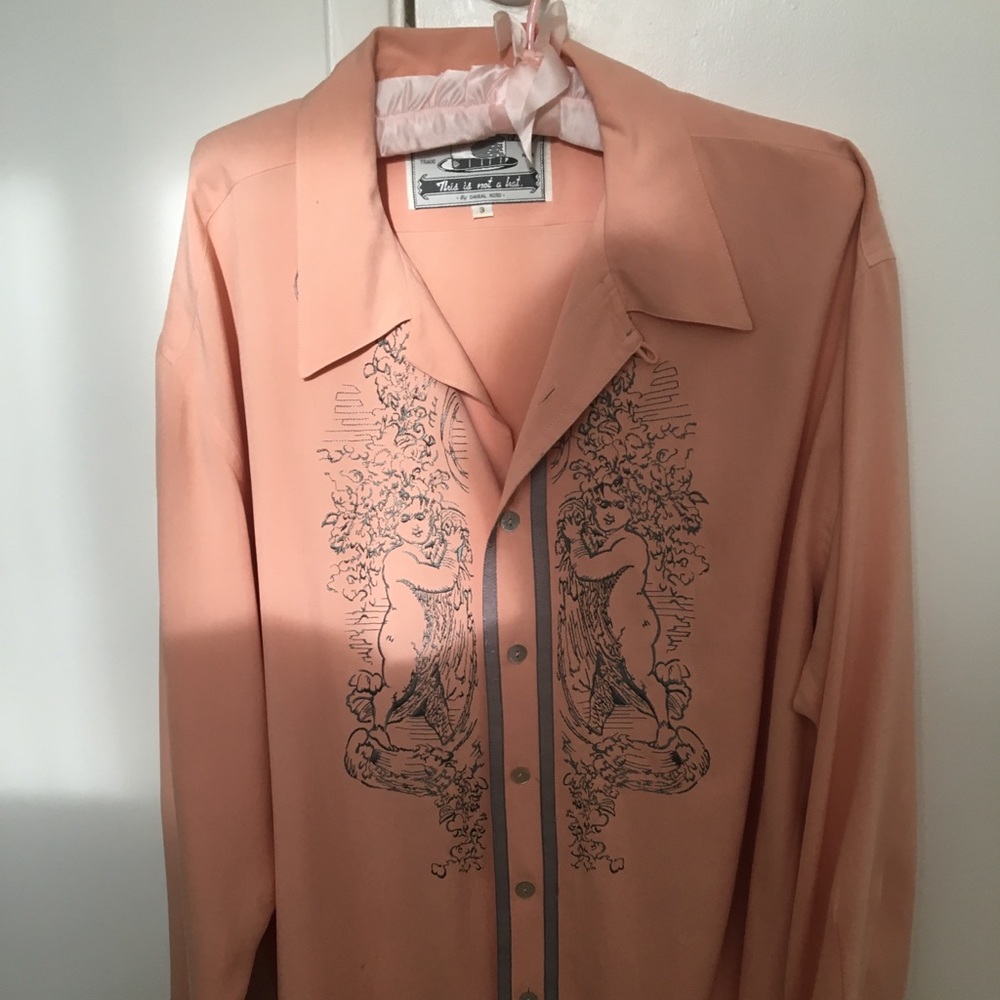 Angel embroidered silk blouse